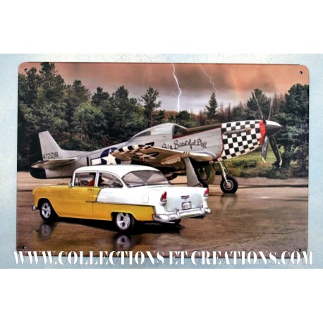 PLAQUE "P-51 MUSTANG & CHEVY"