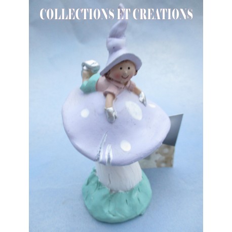 FIGURINE ELFE SUR CHAMPIGNON