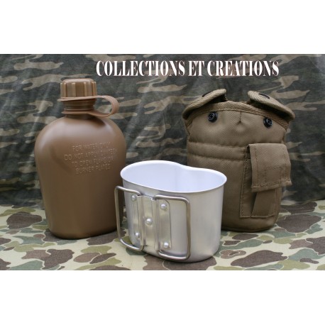 GOURDE + QUART + HOUSSE COYOTE TYPE U.S.ARMY