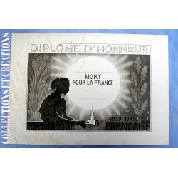 DIPLOME D'HONNEUR "MORT POUR LA FRANCE 1939/45"
