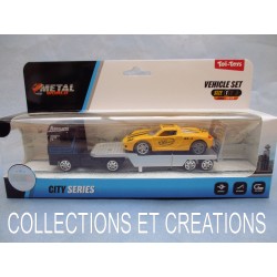 CITY SERIES CAMION REMORQUE + VEHICULE JAUNE