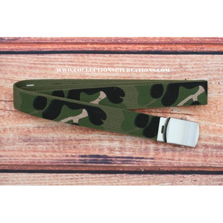 CEINTURE BOUCLE CHROME CAMO WOOD