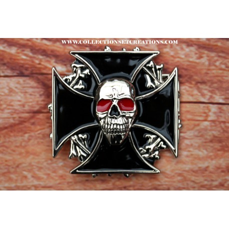 BOUCLE DE CEINTURE SKULL CROIX MALTE