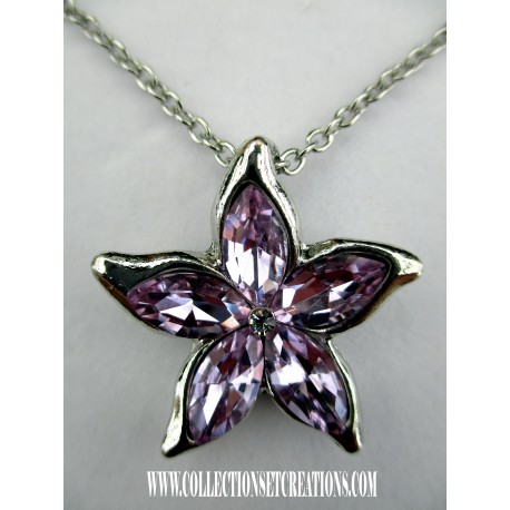 COLLIER FLEUR CRISTAL VIOLET