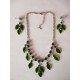 PARURE COLLIER+BOUCLES D'OREILLES FEUILLES D'EMERAUDE