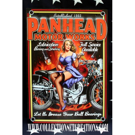 PLAQUE EN RELIEF PIN-UP PANHEAD MOTOR WORKS